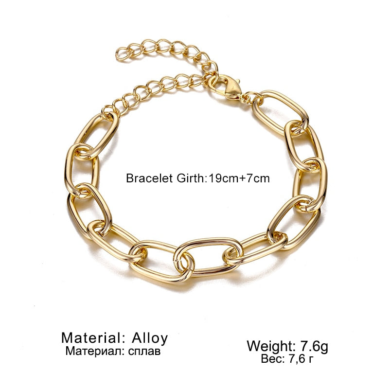 Punk Rock Thick Chain Bracelet for Women