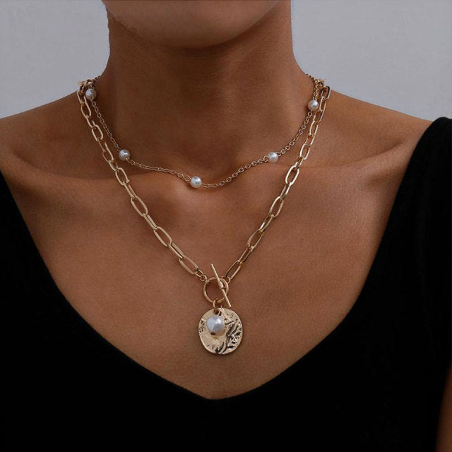 Women Two Layer Round Necklaces