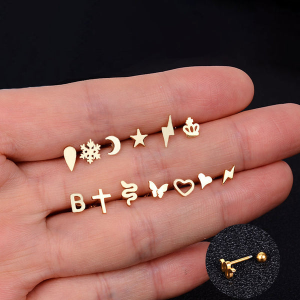 1Pcs Stainless Steel Mini Stud Earrings