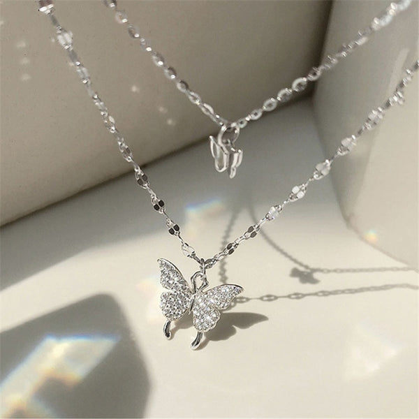 Silver Colour Shiny Butterfly Necklace