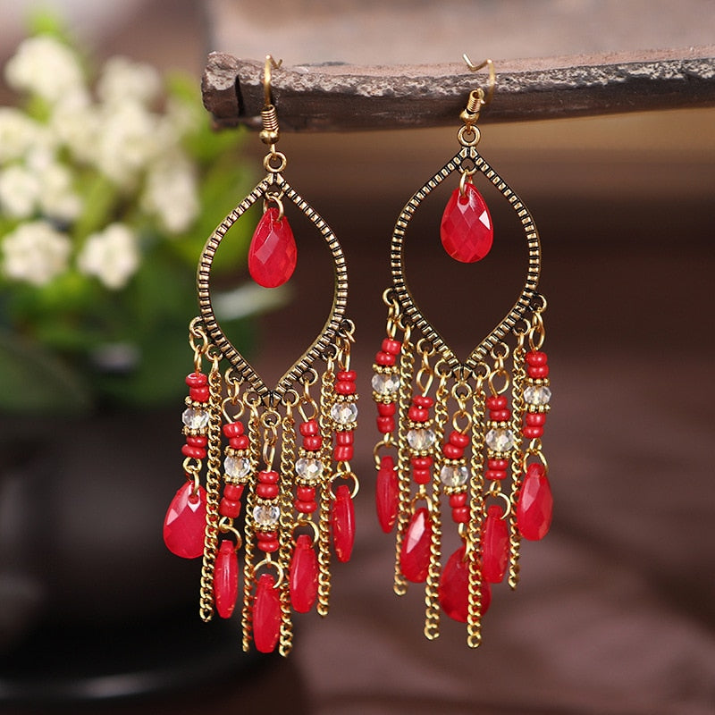 Gold Plated Long Water Drop Tassel Earrings for Women – Gofaer Finds store!