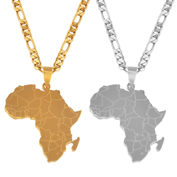 Hip-hop Style Africa Map Pendant Necklaces