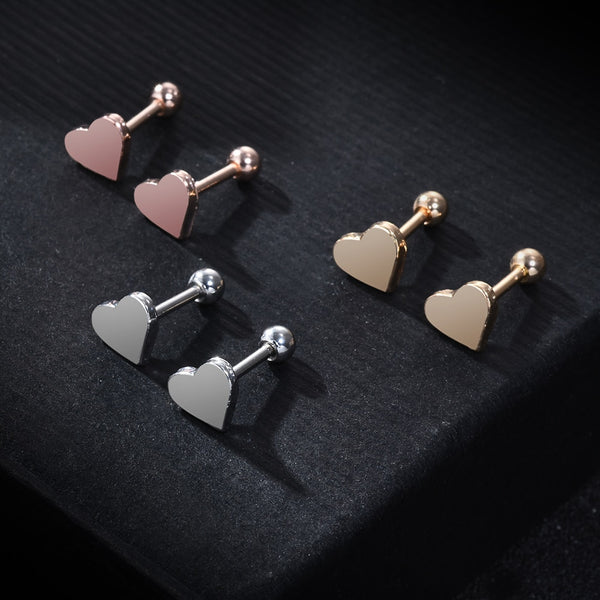 2pcs Piercing  Cartilage Helix Heart Shape Ear Studs