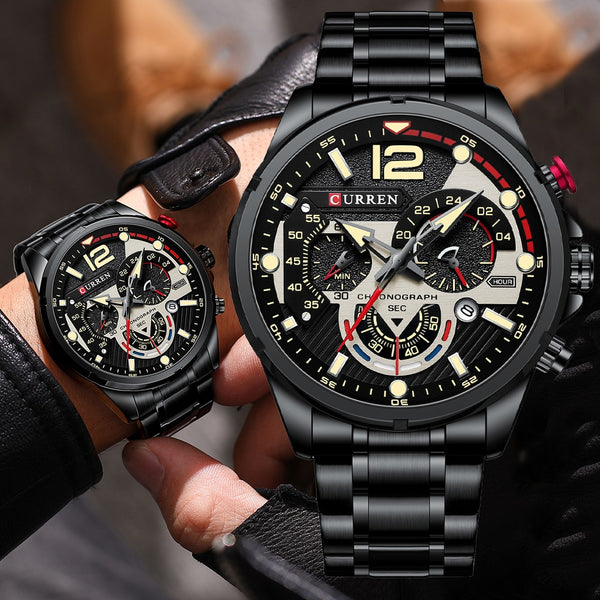 Casual Business Chronograph Waterproof Stainless Steel Quartz Men Watches