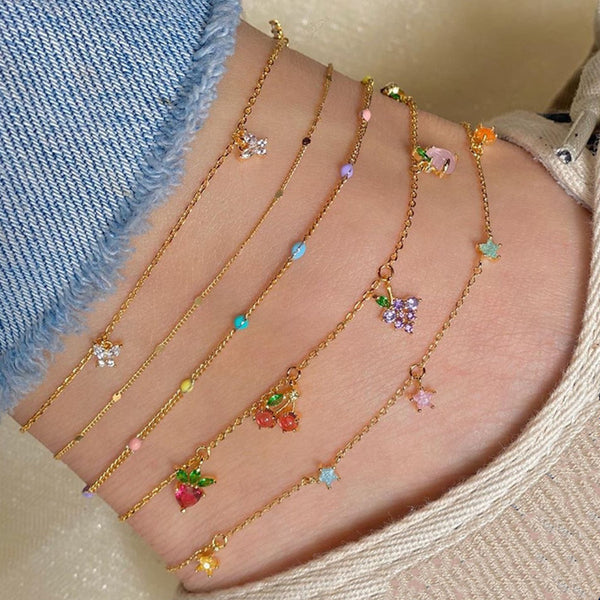 Crystal Fruit Butterfly Star Anklets Bracelet Simple Anklets