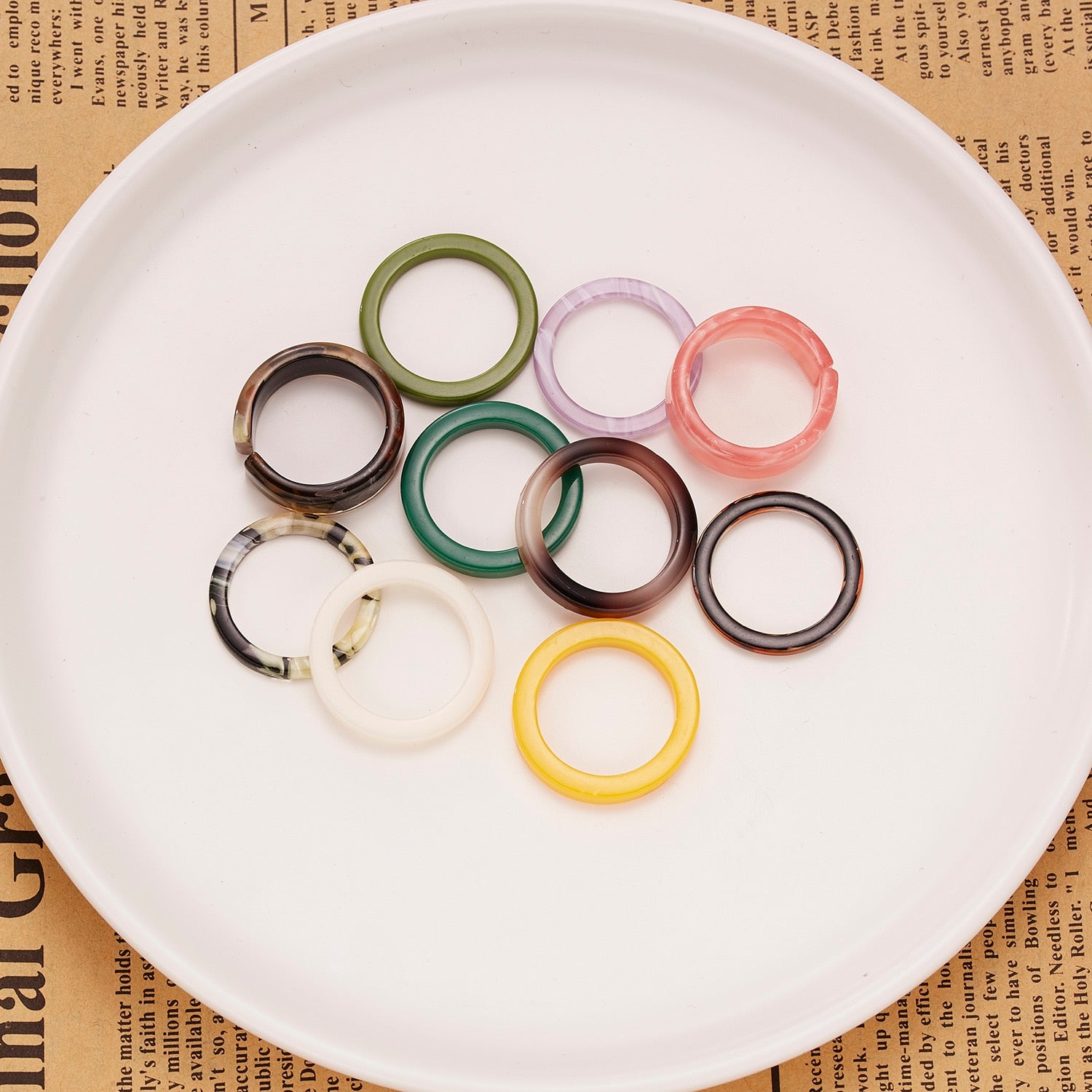 Colourful Resin Acrylic Rings Set