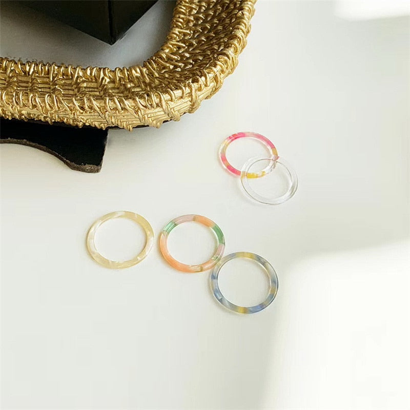 Colourful Resin Acrylic Rings Set