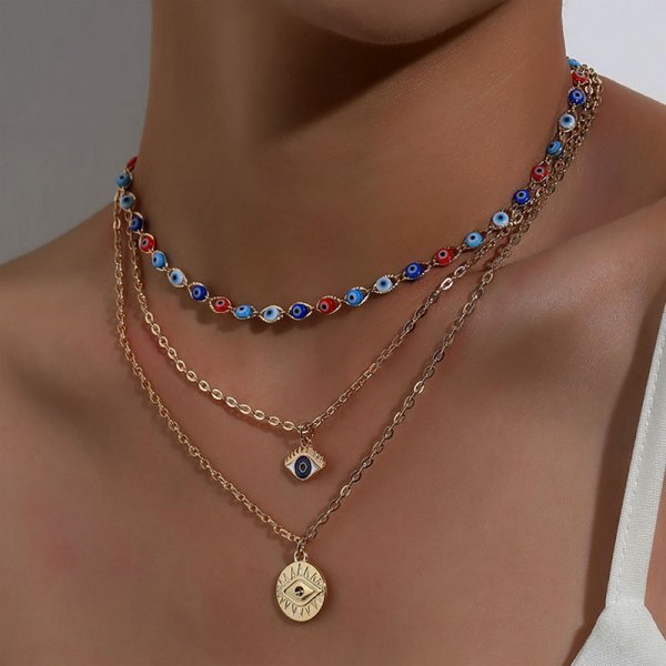 Simple Evil Eye Thin Pendant Women Jewelry Necklace