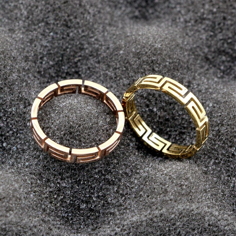 Great Wall Pattern Rose Gold Ring