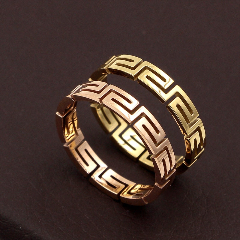 Great Wall Pattern Rose Gold Ring