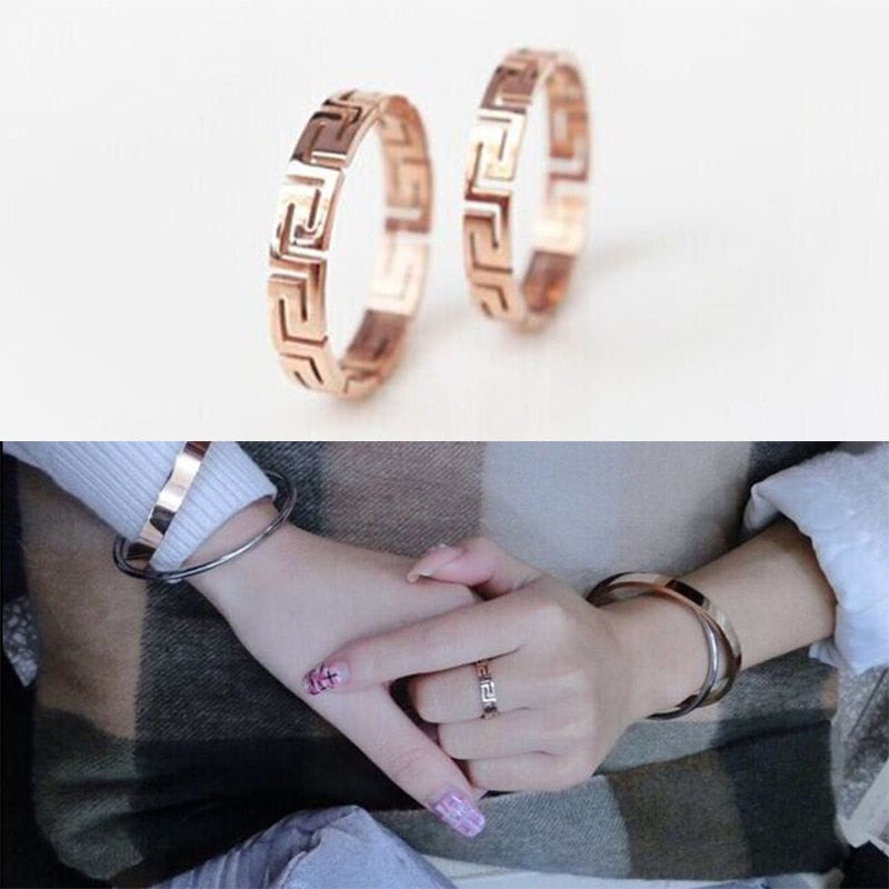 Great Wall Pattern Rose Gold Ring