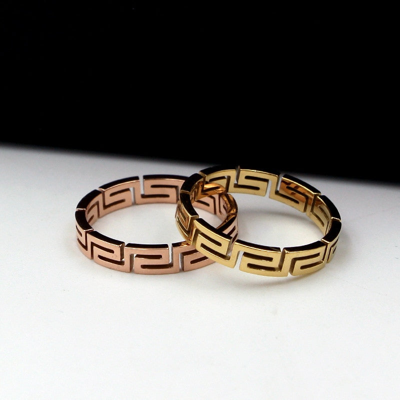 Great Wall Pattern Rose Gold Ring