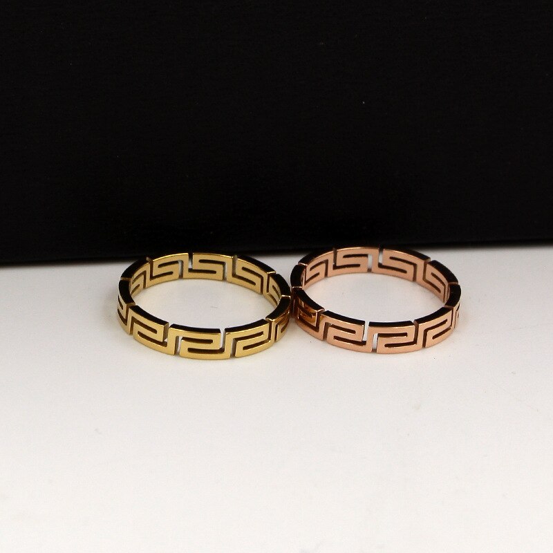 Great Wall Pattern Rose Gold Ring