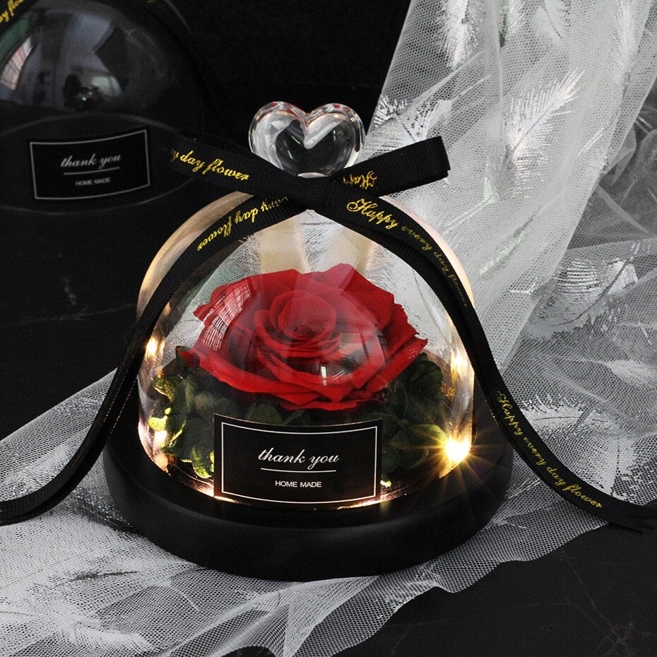 Exclusive Rose in Glass Dome with Lights  day gift home decor