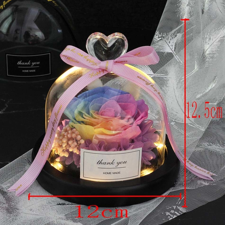 Exclusive Rose in Glass Dome with Lights  day gift home decor