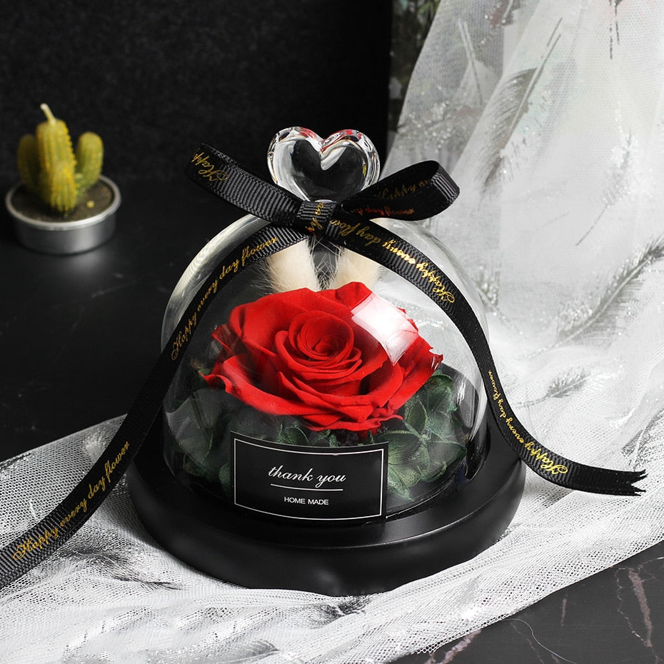 Exclusive Rose in Glass Dome with Lights  day gift home decor