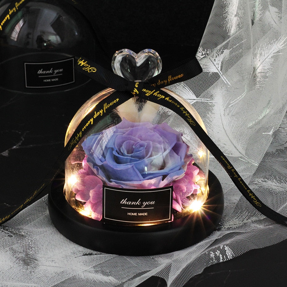 Exclusive Rose in Glass Dome with Lights  day gift home decor