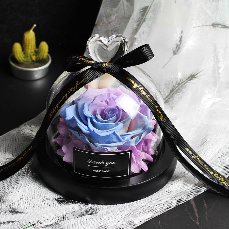 Exclusive Rose in Glass Dome with Lights  day gift home decor