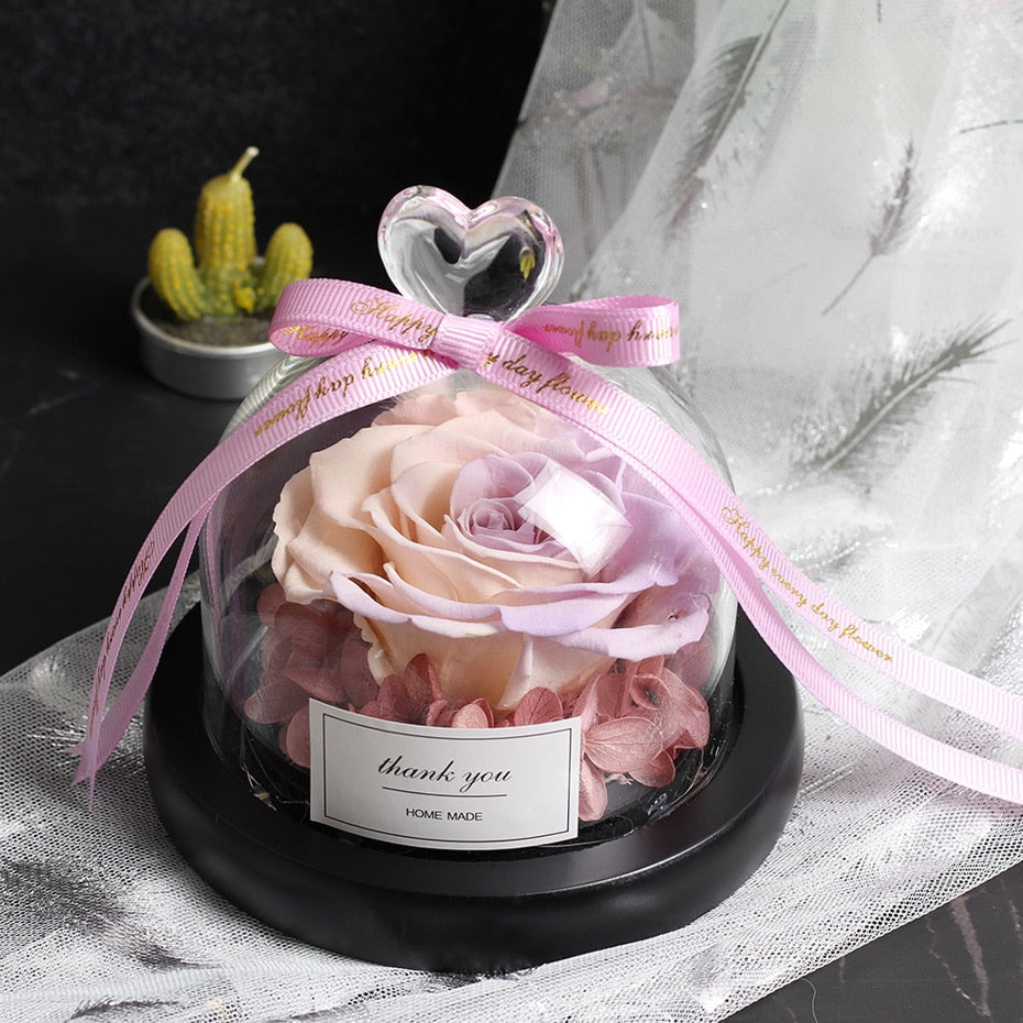 Exclusive Rose in Glass Dome with Lights  day gift home decor