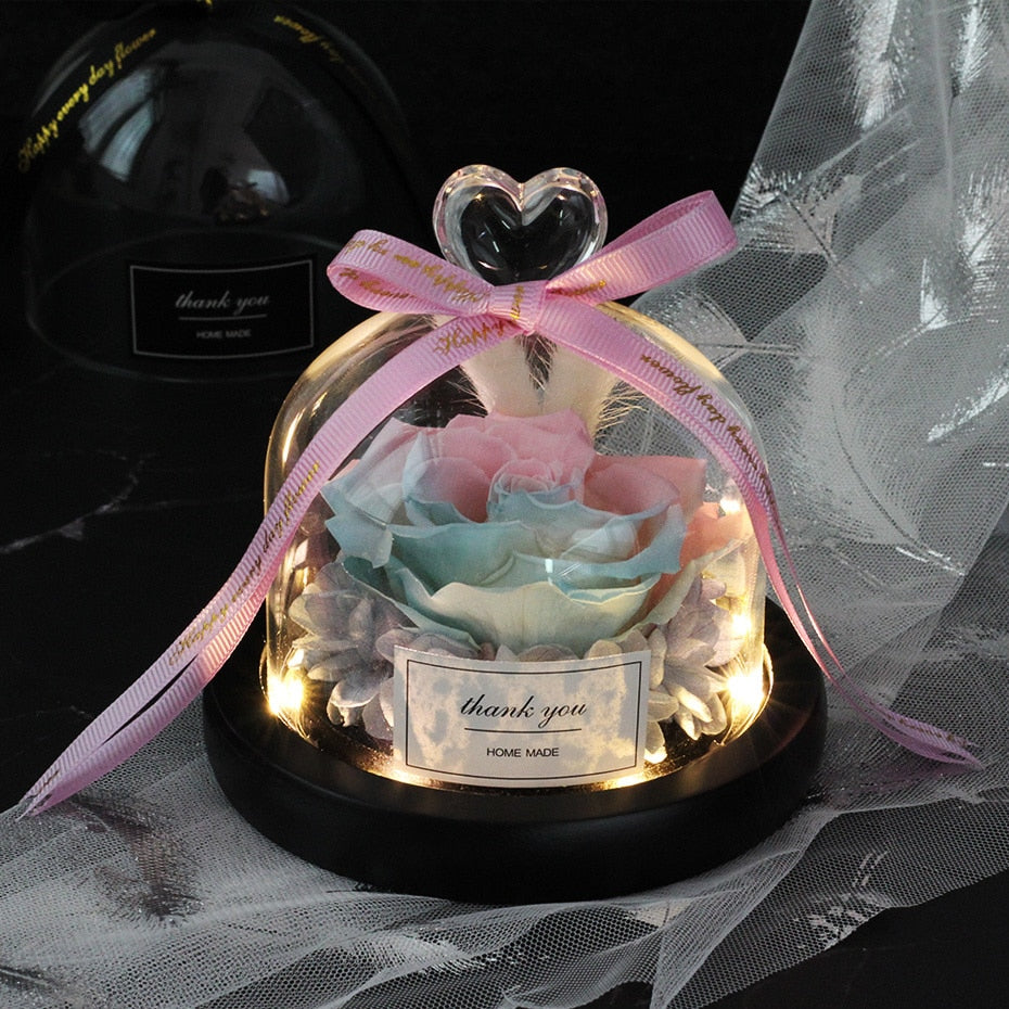 Exclusive Rose in Glass Dome with Lights  day gift home decor