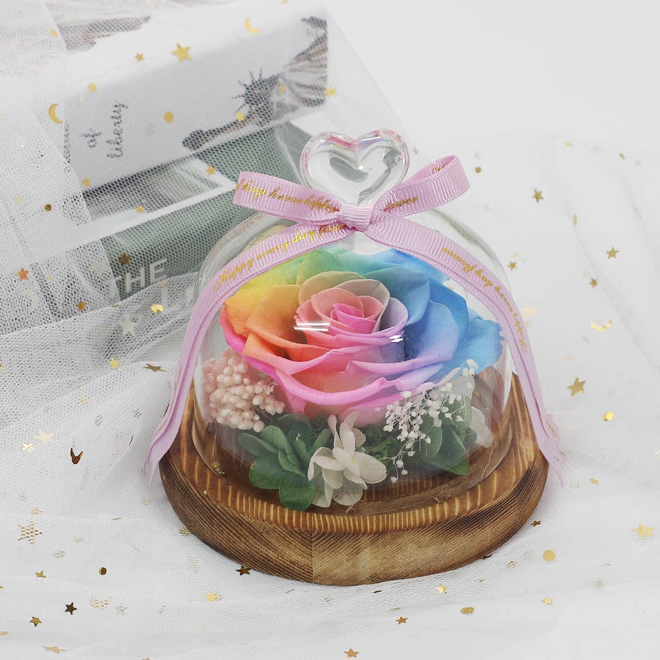 Exclusive Rose in Glass Dome with Lights  day gift home decor