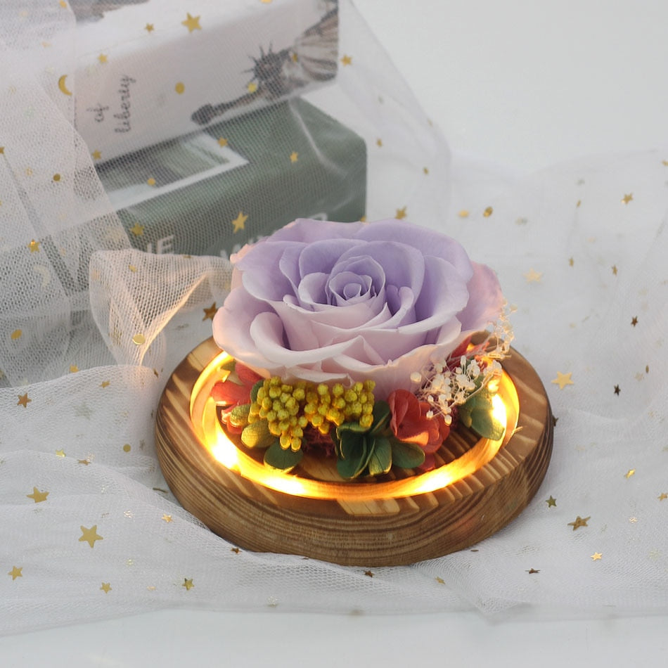 Exclusive Rose in Glass Dome with Lights  day gift home decor