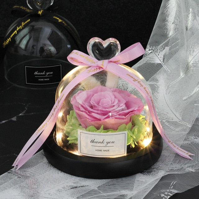 Exclusive Rose in Glass Dome with Lights  day gift home decor