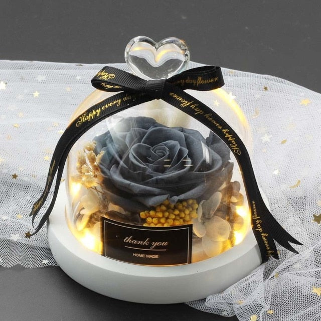 Exclusive Rose in Glass Dome with Lights  day gift home decor