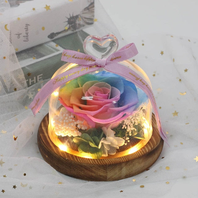 Exclusive Rose in Glass Dome with Lights  day gift home decor