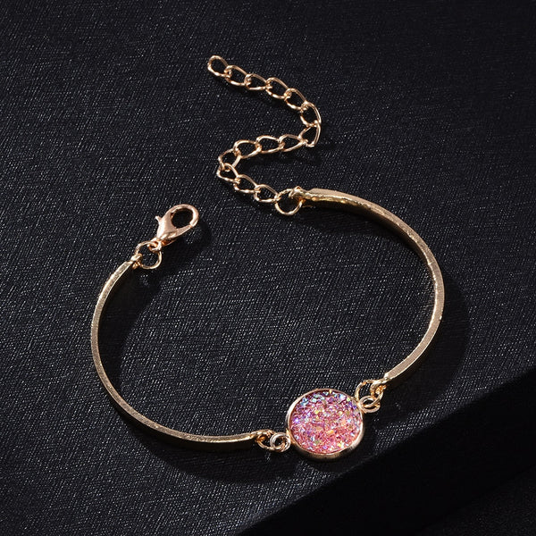 Women Natural round Stone Bangles Rhinestone Bracelet