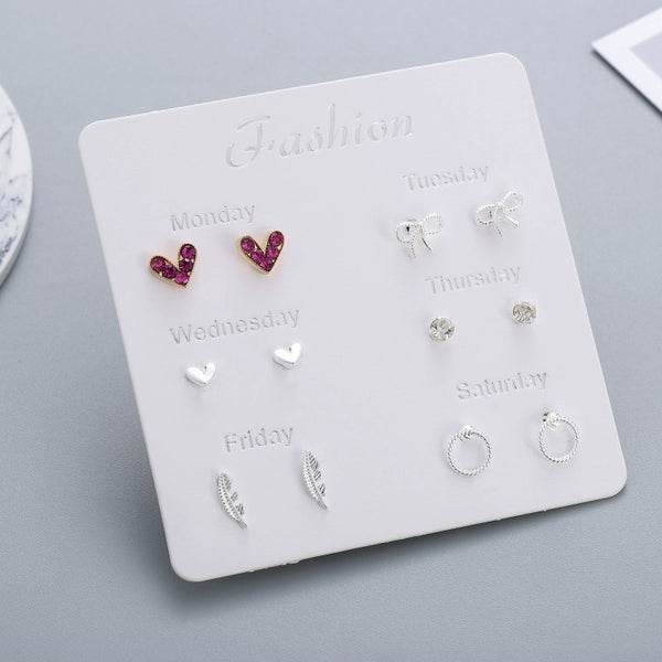 Seven Days Girl Small Square Leaf Pearl Stud Earrings