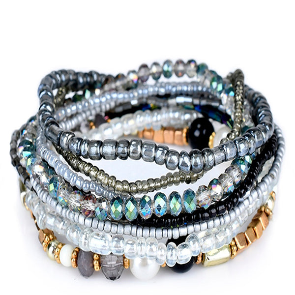 Pulseras multicapa rojas bohemias para mujer