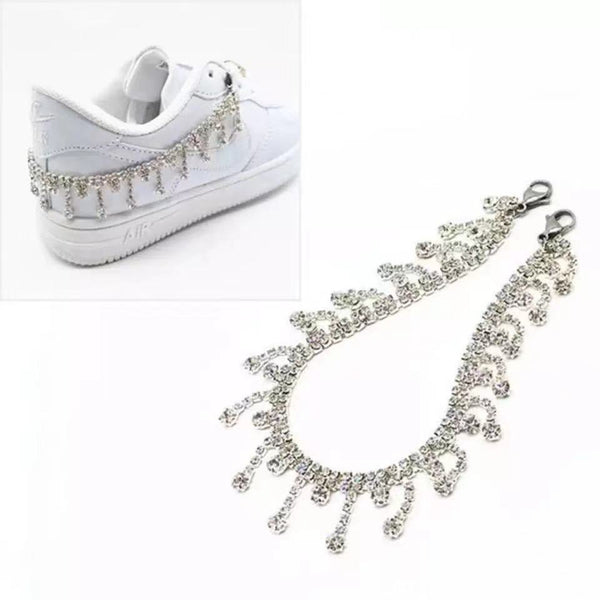 shiny Rhinestone long tassel shoes with sneakers  boots and chains