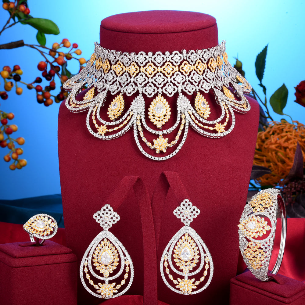 Luxury Trendy Flower Blossom Nigerian Jewelry sets