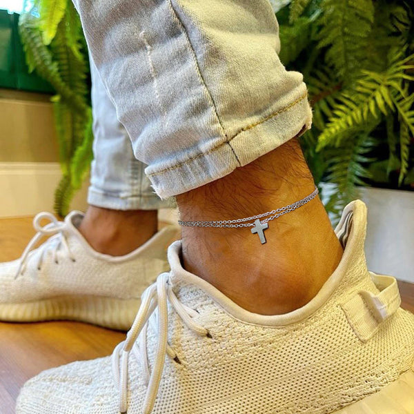 Anklet For Men,Men Anklet With Cross Charm