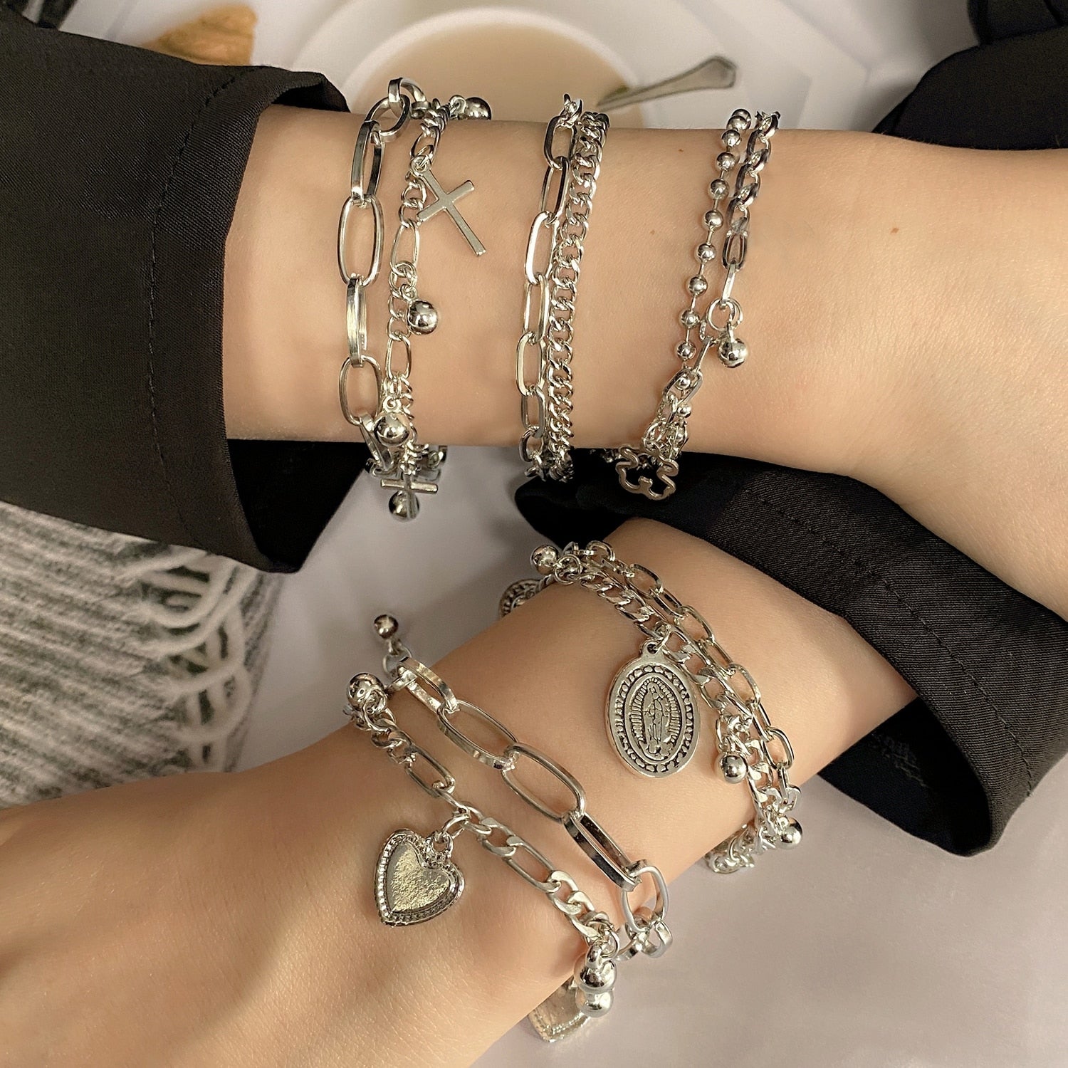 Fashion Multilayer Beaded Chain Bracelets Set