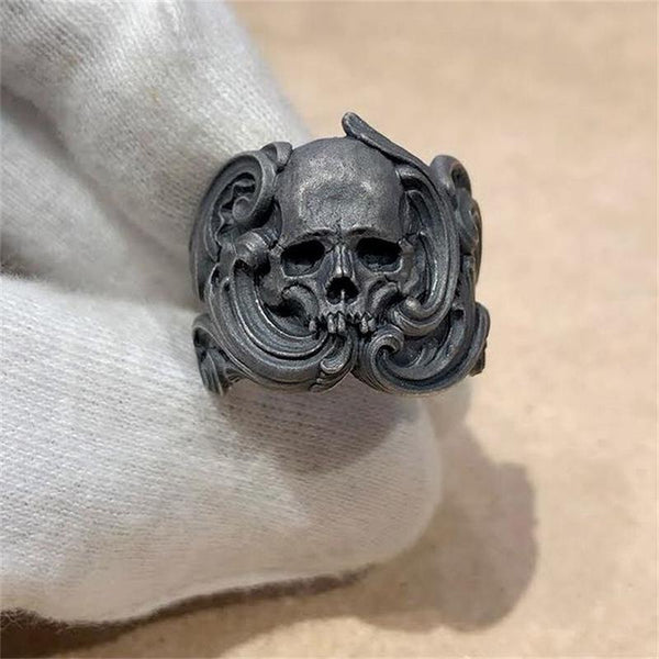 Mens Calvarium Skull Ring Black 316L Stainless Steel Ring