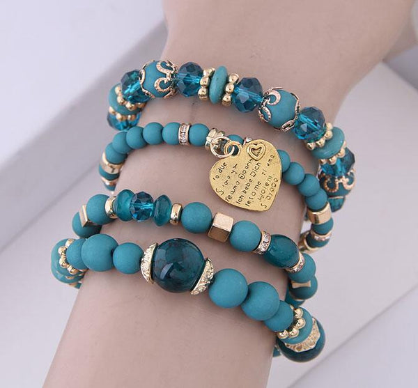 Women Lava Stone Multilayer Bohemia Bracelets Set