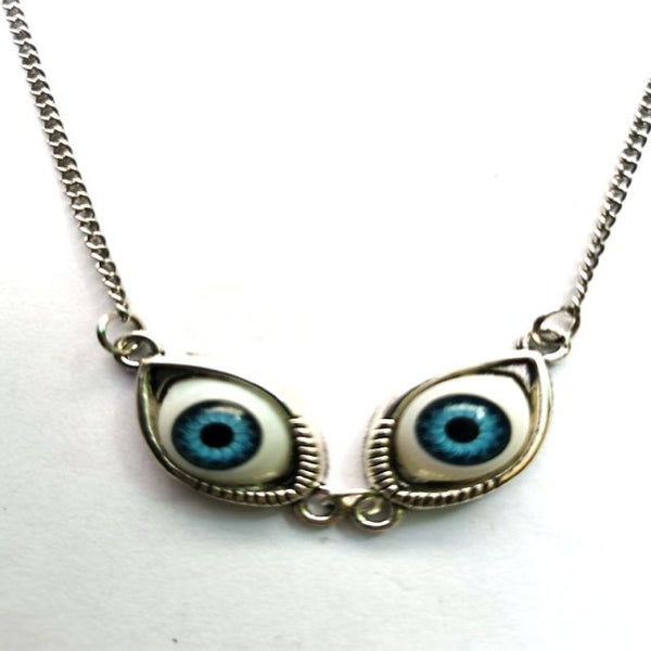 Vintage Bronze Turkish Devil Evil Eyes Necklace Pendant