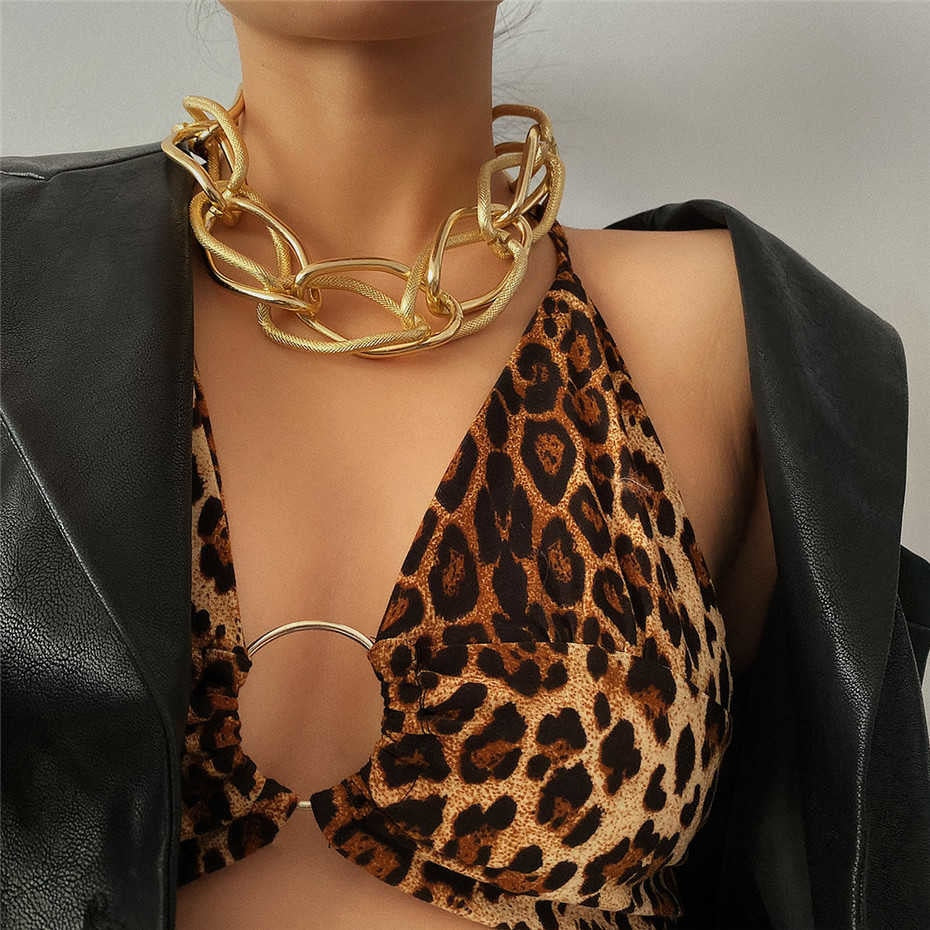 Multi Layered Golden Chain Choker Necklace