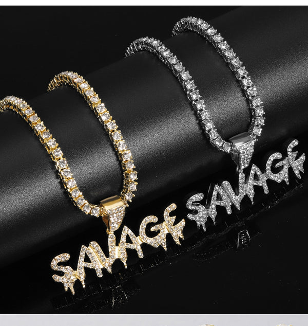 Bling Bling Savage Letter Necklace & Pendant