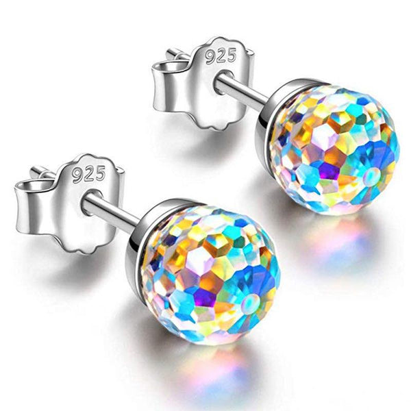 Colorful Girls 6/8mm Rhinestones Ball stud Earring