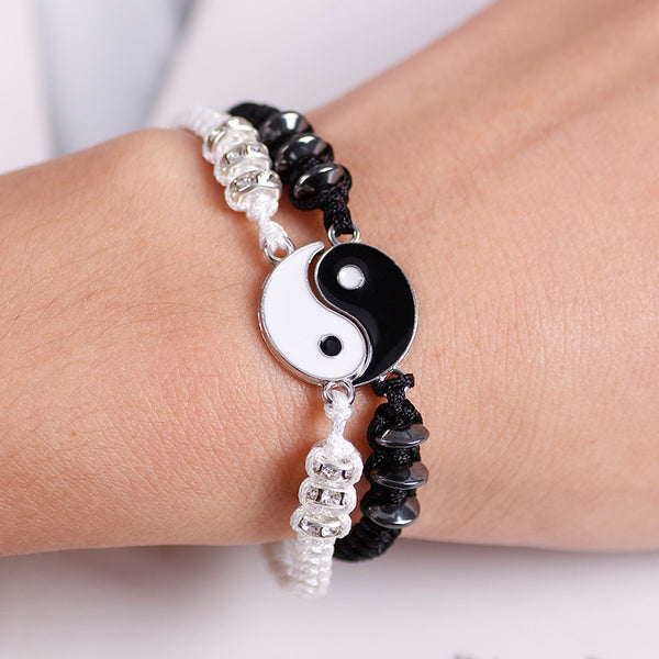 1Pair Couple Retro Tai Chi Gossip Banish Bad Luck Bracelet