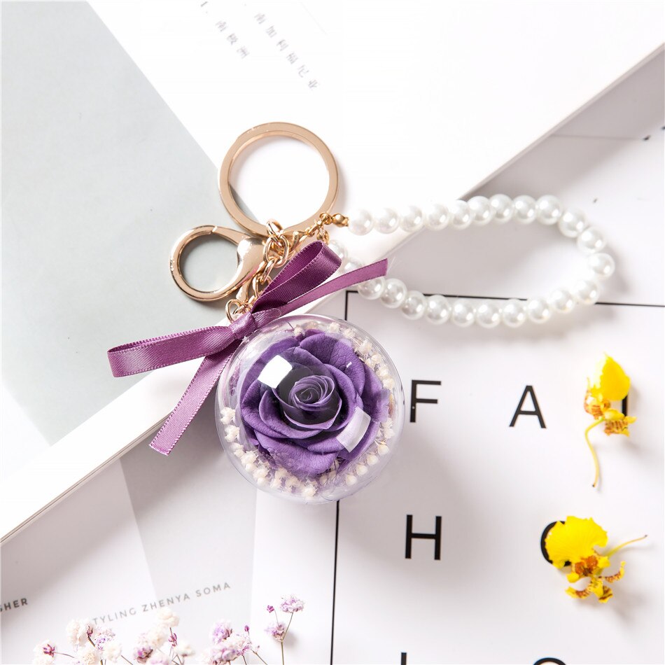 Eternal flower key chain pendant car creative Valentine Day  gift bag