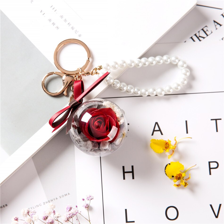 Eternal flower key chain pendant car creative Valentine Day  gift bag