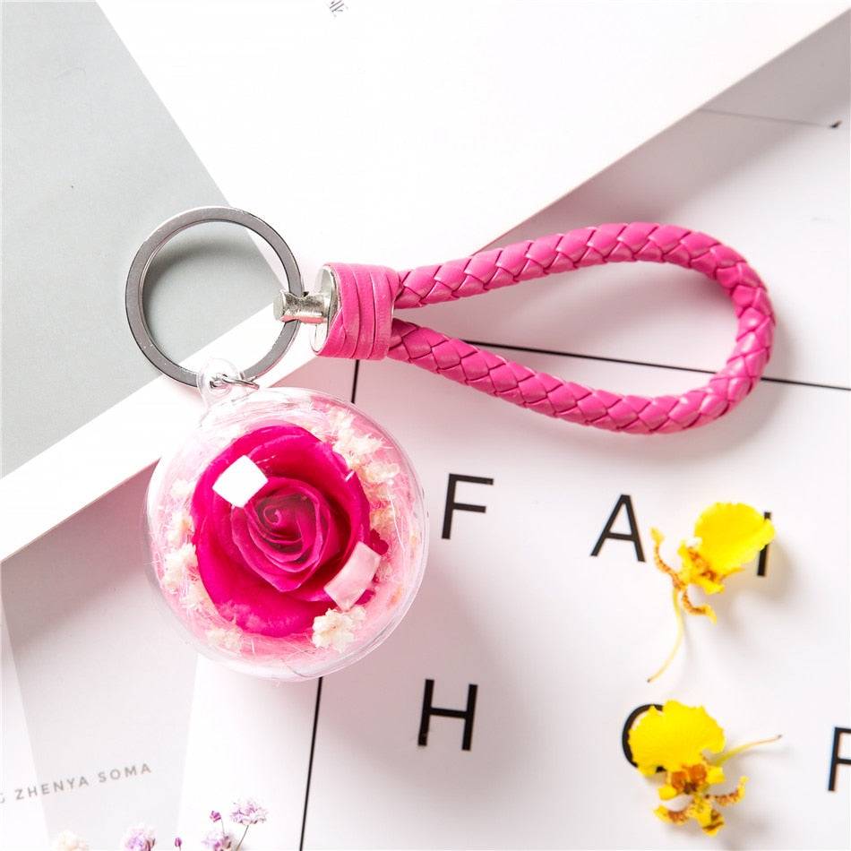 Eternal flower key chain pendant car creative Valentine Day  gift bag