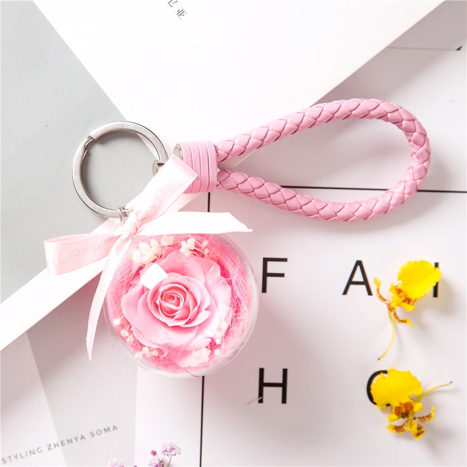 Eternal flower key chain pendant car creative Valentine Day  gift bag