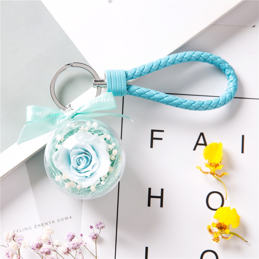 Eternal flower key chain pendant car creative Valentine Day  gift bag