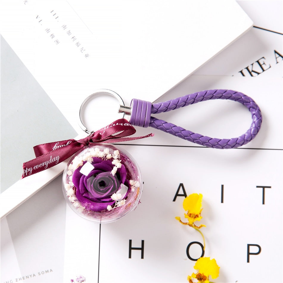 Eternal flower key chain pendant car creative Valentine Day  gift bag