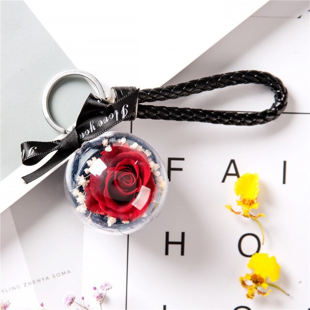 Eternal flower key chain pendant car creative Valentine Day  gift bag